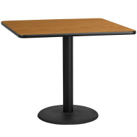 Flash Furniture XU-NATTB-4242-TR24-GG 42" Square Natural Laminate Table Top with 24" Round Table Height Base